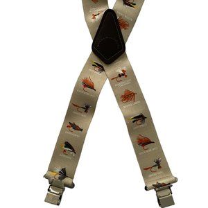 Suspender Store Fly Fish Fishing Lures Suspenders 48" / Large Construction Clip